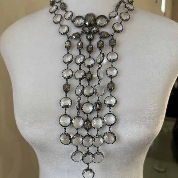 NWT CHICO'S Cascading Silver Tone Statement Necklace - Picture 2 of 4